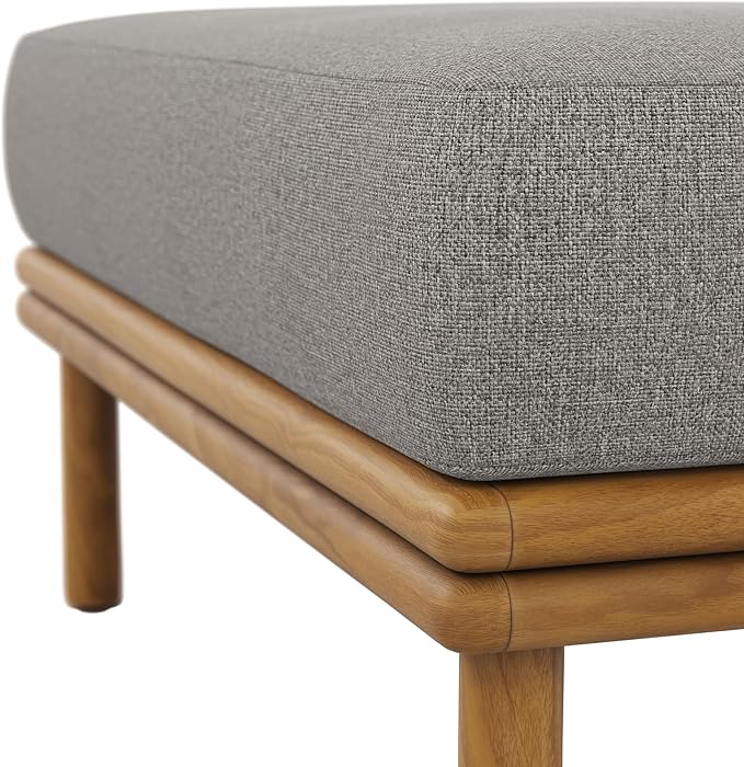 Modway Wren Teak Wood Outdoor Ottoman in Natural Driftwood
