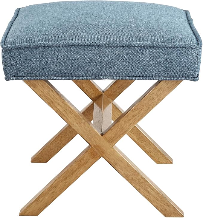 Amazon Brand – Rivet Mid-Century Modern X Stool Ottoman Chair, 20" W, Indigo - Amazon Vine