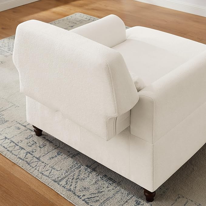 Chaise Lounge Chair Indoor with Adjustable Backrest, Upholstered Mid-Century Reading Chair, Oversized Accent Armchair for Living Room & Bedroom, Comfy Single Sofa Chair, Modern Living Room Chair