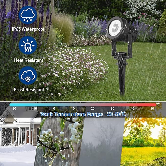 T-SUNUS Christmas Solar Landscape Spotlights 4 Pack Warm White 3000K, Spot Lights IP65 Waterproof Outdoor Separated Panel with 9.8ft Cable, Garden Pond Light for Flag Driveway Walkway Patio Halloween