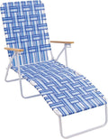 Camp & GO 4-Position Folding Web Lawn Chair Outdoor Lounger, Blue/White undefined/White