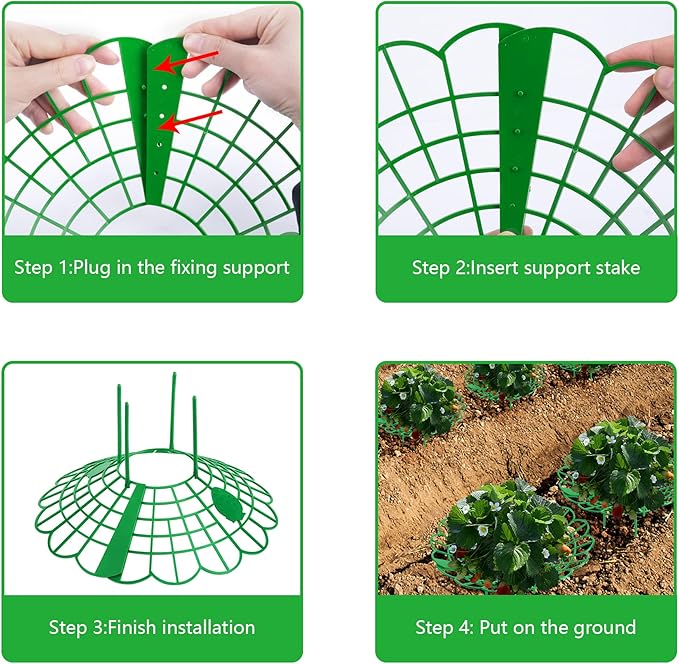 Iceyyyy 15 Pack Strawberry Plant Stand Supports-Strawberry Plant Support Stand Rack with 4 Support Feets-Growing Frame Holder Cage to Keep Berries Clean and Prevent Rot(15 Pack)