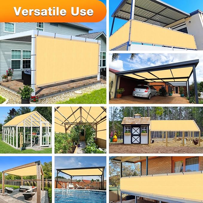 Artpuch Outdoor Pergola Shade Cover 15x23 FT Sun Shade Cloth with Grommets Sand 90% UV Protection Canopy Patio Privacy Screen (Customized Available)