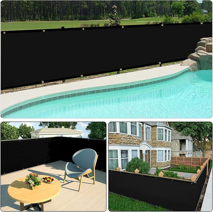UPGRADE Privacy Screen 3' x 16' Fence Commercial Shade Cover with Brass Grommets Heavy Duty Perfect for Outdoor Back Yard, Dark Green, Customizable