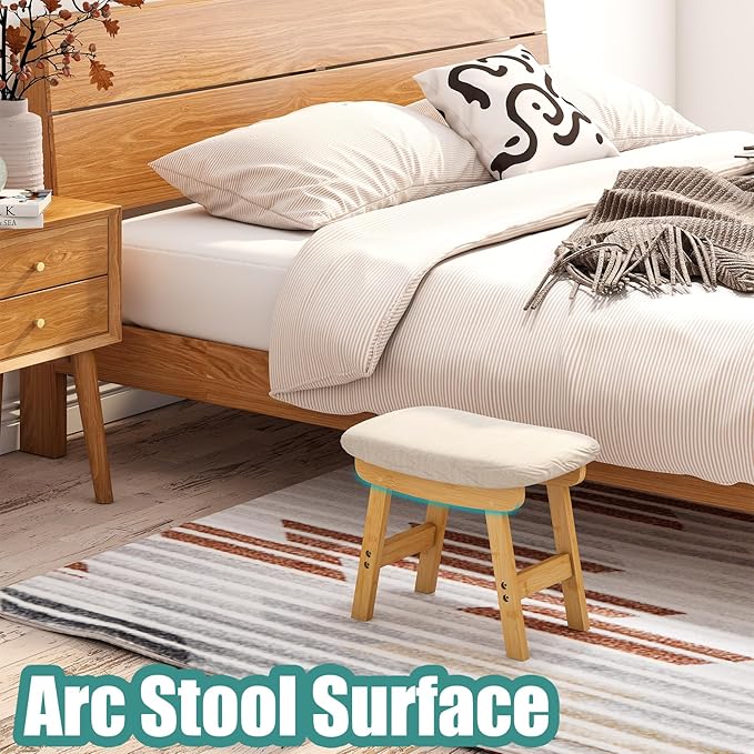 Foot Stools Ottoman, Small Foot Stool Ottoman, and Footstool, Wooden Foot Stool, Sofa Footrest Extra Seating for Living Room Entryway Office