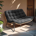 Crestlive Products Outdoor Loveseat, 2 Seater Outdoor Couch with Soft Cushion, All-Weather Boho Rattan Patio Furniture for Deck,Balcony, Poolside, Backyard, Porch (Black)