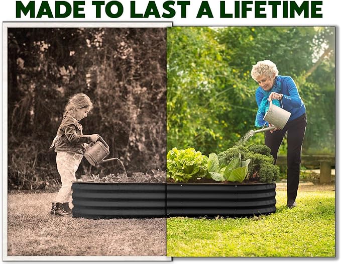 Plant & Plot Galvanized Raised Garden Beds Outdoor // 4×2×1 ft (2-Pack) Planter Raised Beds for Gardening, Vegetables, Flowers // Large Metal Garden Box // Patented Tool-Free Design (Black)