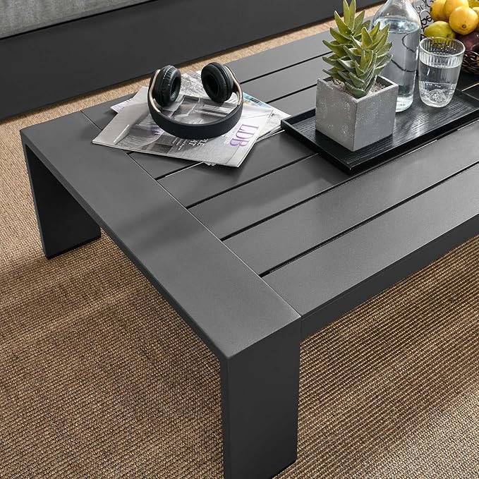 Modway Tahoe Aluminum Outdoor Patio Coffee Table in Gray