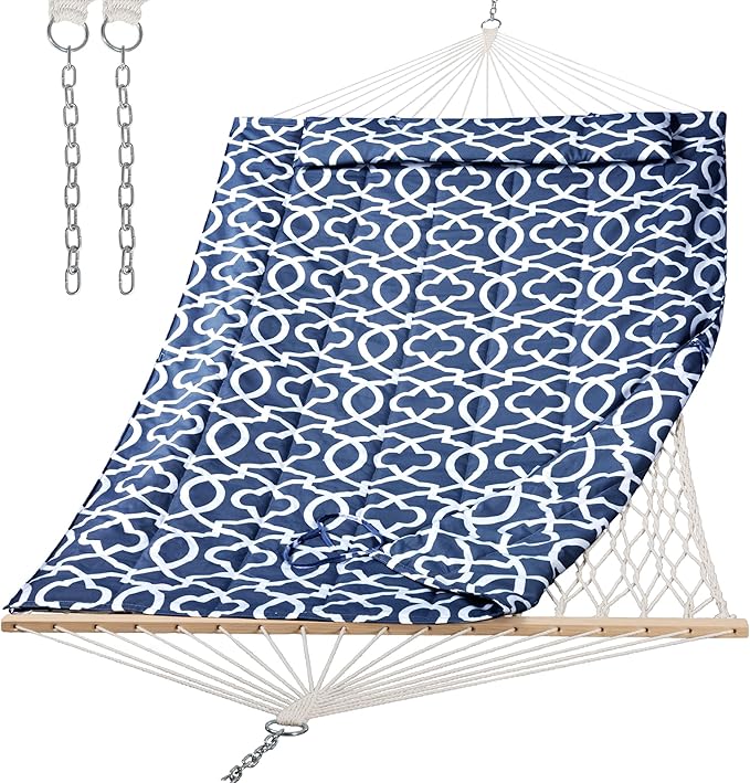 SUNCREAT Hammocks Replacement Hammock for Stand, 475 lbs Capacity, Two Person Backyard Hammock with Pad for Outside, Dark Gray Pattern