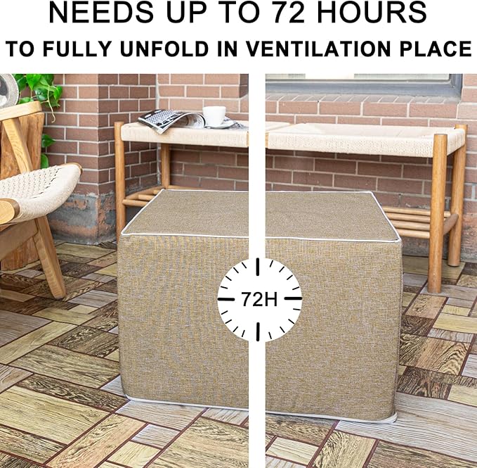 Outdoor Ottoman 20x20x14 Inches Outdoor Square Ottomans for Patio Modern Lightweight Foam Stuffed Pouf Outdoor Footstool Footrest (Coffee)