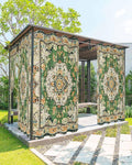 Ombre Green Boho Outdoor Curtains for Patio Waterproof, Grommet Privacy Curtain Drapes Weatherproof Outside Curtains for Porch GazeboPergola Cabana 2 Panel 54x108inch Vintage Ethnic Tribal Geometric
