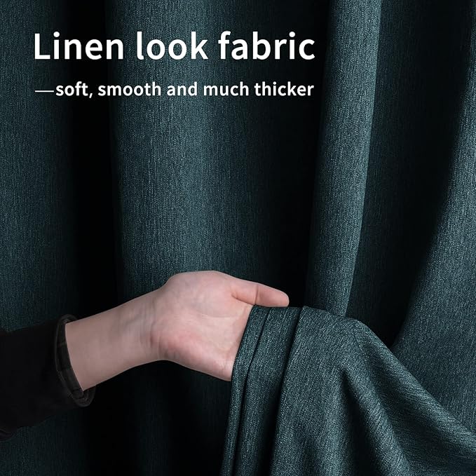 Easy-Going Linen Look Outdoor Curtains Waterproof Windproof Porch Curtains, Soft Thicken Outdoor Privacy Curtains for Patio, Gazebo, Grommet Top and Tab Bottom Drape, 1 Panel, 54x96 inch, Teal