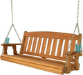 Amish Casual Heavy Duty 800 Lb Mission Treated Porch Swing with Hanging Chains and Cupholders (5 Foot, Cedar Stain)
