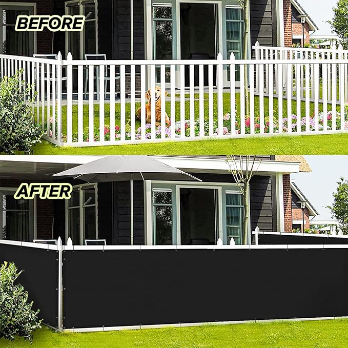 LOVE STORY 3'x6' Black Balcony Screen Privacy Fence Cover UV Protection (HDPE) Weather-Resistant 3 FT Height Shield for Deck, Patio, Backyard, Outdoor Pool, Porch, Railing
