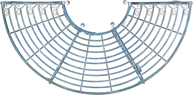 SAFAVIEH Outdoor Furniture Collection – Abia Antique Blue Distressed Wrought Iron 50-Inch Curved Tree Bench, Garden & Patio Seating (PAT5018C)