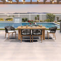 PURPLE LEAF 7 Pieces Outdoor Dining Set Patio Table and Chairs Set Aluminum Wicker Rattan Patio Furniture Set for Lawn Garden Porch Teak