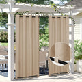 Easy-Going Linen Look Outdoor Curtains Waterproof Windproof Porch Curtains, Soft Thicken Outdoor Privacy Curtains for Patio, Gazebo, Grommet Top and Tab Bottom Drape, 2 Panels, 54x84 inch, Beige