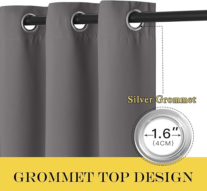 NICETOWN Grey Blackout Curtain & Drape for Doorway - Grommet Privacy Door Curtains Noise Reducing Thermal Insulated Window Treatment for Bedroom/Living Room (1 Panel, W52 x L78)