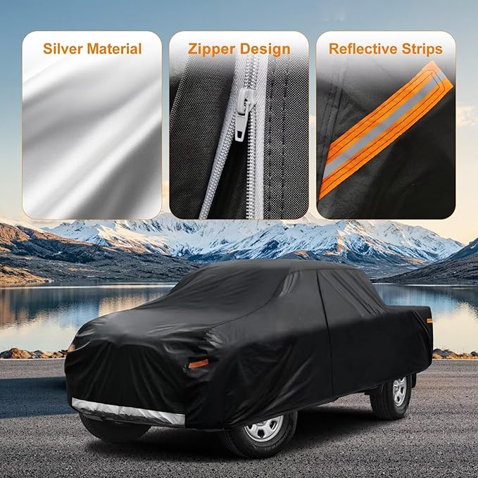 Kayme Truck Cover Custom Fit Ford F-250(1999-2025) Crew Cab/Super Cab Short Bed. Full Exterior Heavy Duty Outdoor Pickup Truck Car Cover Waterproof All Weather.Car Tarp for Wind Sun Dust Protection.