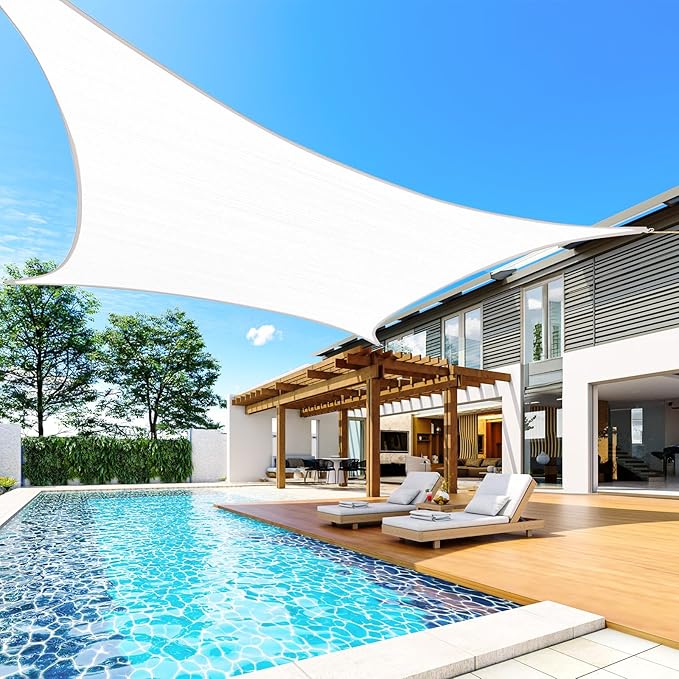 Quictent 20x26ft Sun Shade Sail for Patio, 185GSM Heavy Duty Rectangular Outdoor Sunshades UV Block Outside Canopy Cover for Backyard White