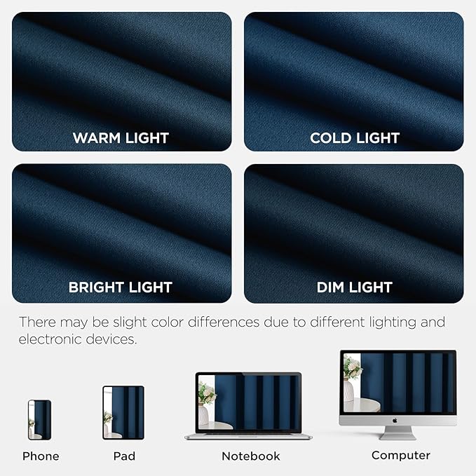Joydeco Blackout Patio Sliding Door Curtains 90 Inches Long, Grommet Privacy Room Divider Curtains, Extra Wide Thermal Blackout Drapes for Bedroom Living Room (Navy Blue, 100Wx90L, 1 Panel)