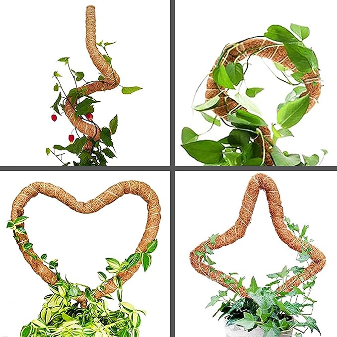 2 Pack 25" Moss Pole, Bendable Moss Pole for Plants Monstera, Moss Poles for Climbing Plants Indoor, Handmade Coco Coir Plant Pole Sticks Support Stakes for Potted Plants