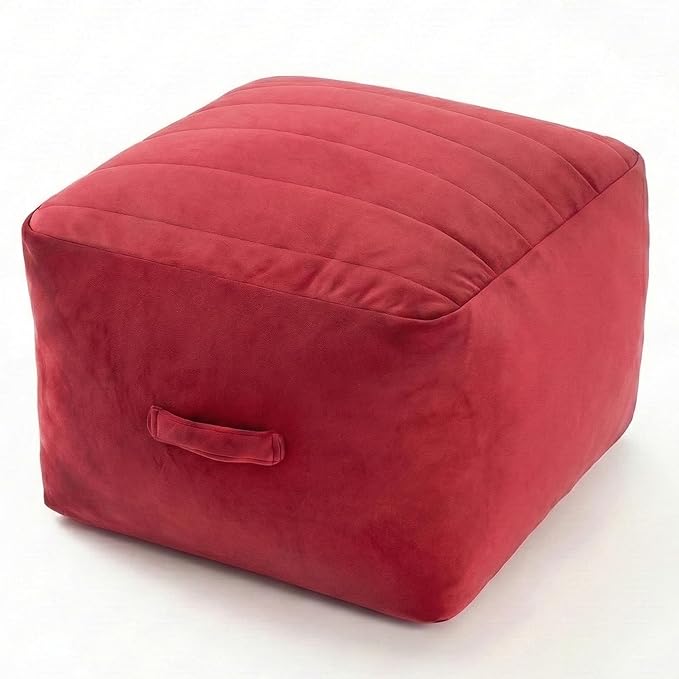 MeMoreCool Square Stuffed Pouf Ottoman Foot Rest, Floor Pouf Foot Stool with Foam Chunk Filling, Soft Stuffed Ottoman Footrest for Living Room