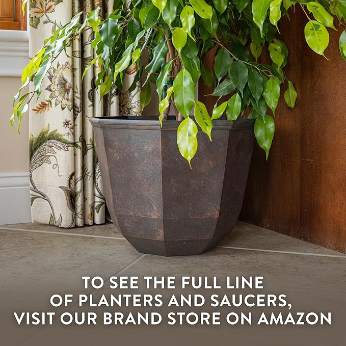 Classic Home and Garden Shaina Planting Pots - Lightweight Indoor & Outdoor Plant Pots - UV-Resistant Resin Flower Pots - Pot Planters for Flowers & Herbs (15” Indigo)