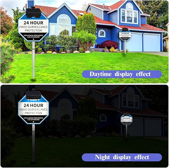 OOSSXX Solar Power Deck LED Light Clip-On Yard Security Sign Spotlight (Large Capacity Battery, Max14 Hours Working)