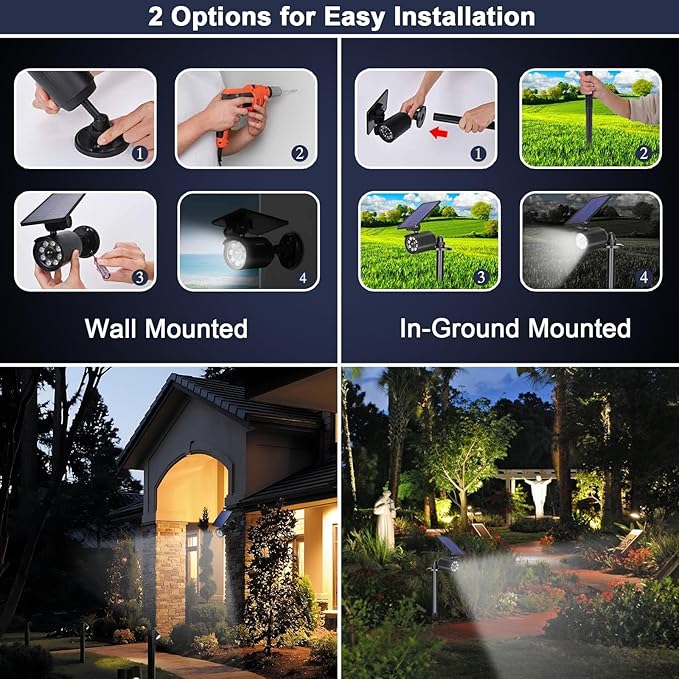 Solar Lights Outdoor Motion Sensor Flood Lights 2000LM IP67 Waterproof Security Spot Lights for Yard Garden Patio 4 Pack