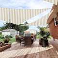 Patio Paradise 26' x 26' x 26' Sun Shade Sail Triangle Canopy Shade Cloth Fabric Sunlight Block Patio Pergola Cover HDPE Deck Awning for Outdoor Backyard Roof Shading, Beige White Strip