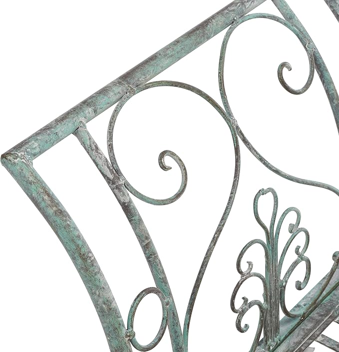 SAFAVIEH Outdoor Collection Adina Victorian Antique Dark Green Wrought Iron 51-inch Wide Garden Bench