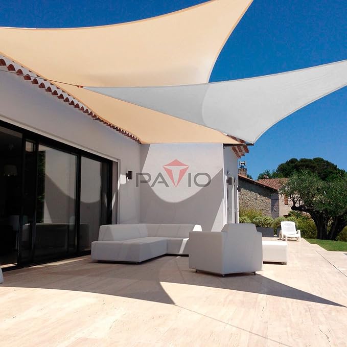 Patio Paradise 8' x 8' x 7'10" Sun Shade Sail Triangle Canopy, Permeable Shade Cloth Fabric Sunlight Block Patio Cover HDPE Deck Awning for Outdoor Backyard Pergolas Roof Shading, Light Gray