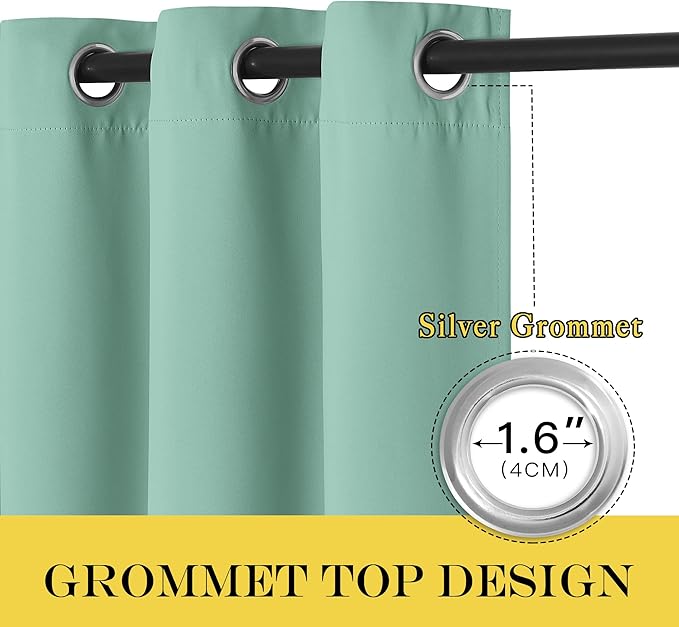 NICETOWN Blackout Curtains 84 Inch Length, Thermal Insulated Room Darkening Drapes Grommet Window Covering for Living Room Bedroom (W52 x L84 Inch, 1 Panel, Aqua Blue)