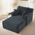 65.4" Chaise Lounge Chair Indoor, Oversized Boneless Couch Comfy Upholstered Sleeper Sofa Bed with 3 Pillows, Corduroy Cloud Reading Chair for Living Room No Assembly Required, Dark Grey