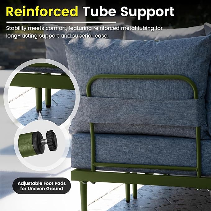Sundale Outdoor 7 Pieces Metal Patio Furniture Set, Outdoor Sectional Sofa with 6 Inch Olefin Cushion, Modern Outdoor Conversation Sets for Backyard, Poolside, Sunroom