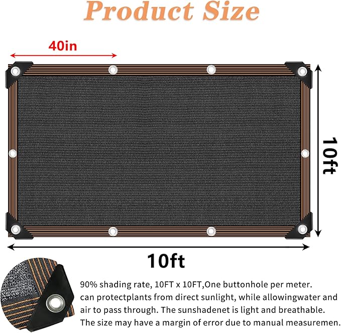 Shade Cloth- 90% Sunblock Net for Garden Patio,Shade Sails -for Plants Greenhouse Outdoor Pergola Lawn Sun Shade Cloths for Kennel Chicken Coop Easier to Hang Shade Net Cover