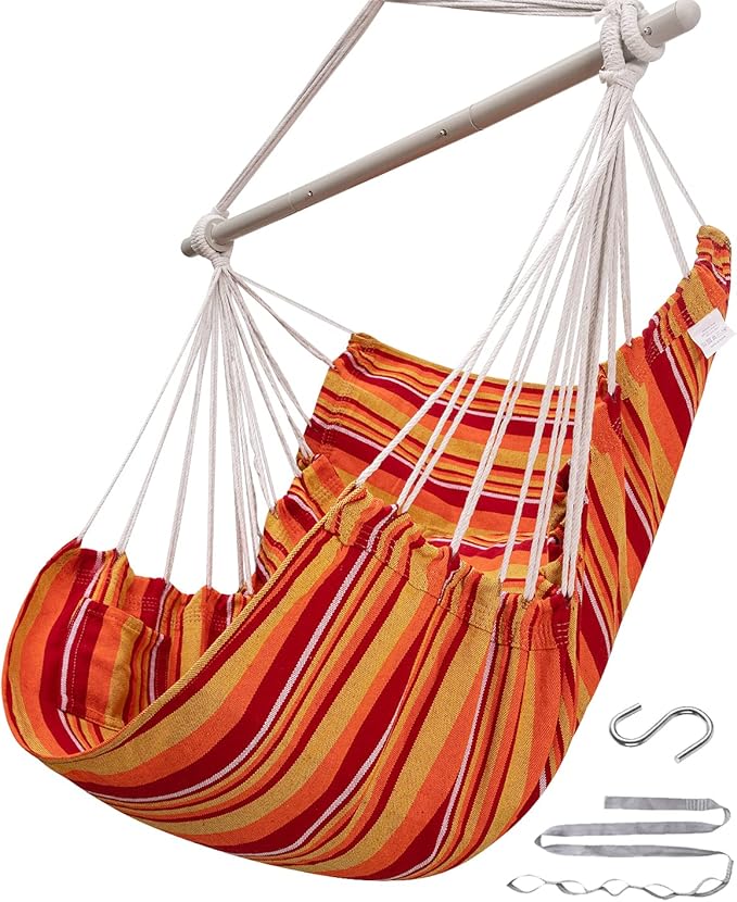 ADVOKAIR Hammock Chair Swing, Heavy-Duty Hanging Rope Swing Seat Supports 500 Lbs, Ideal for Outdoor Patio, Backyard, Porch, Deck & Indoor Bedroom Use