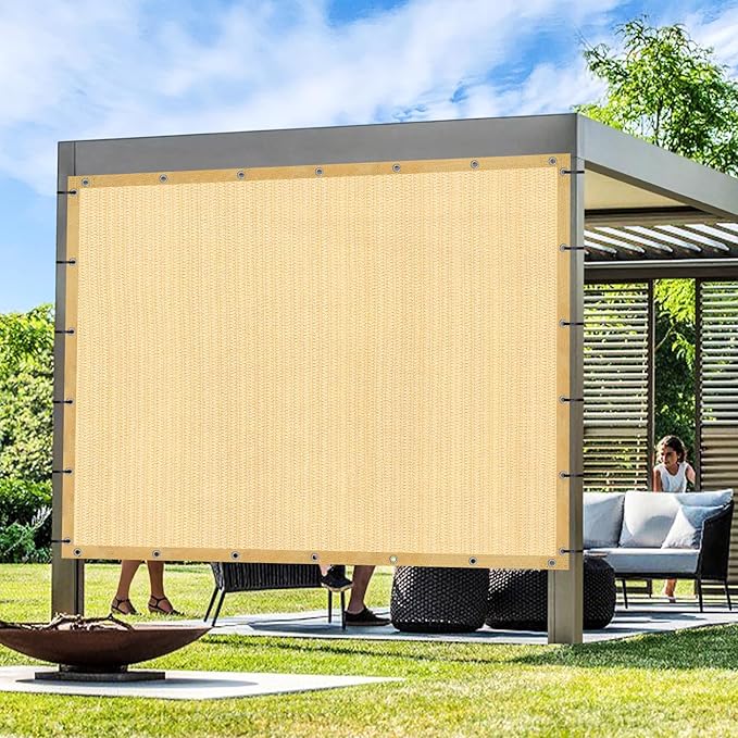 Artpuch Outdoor Pergola Shade Cover 10' X 15' Sun Shade Cloth with Grommets, 90% UV Protection Canopy Patio Privacy Screen (Customized Available) GN107, Wheat