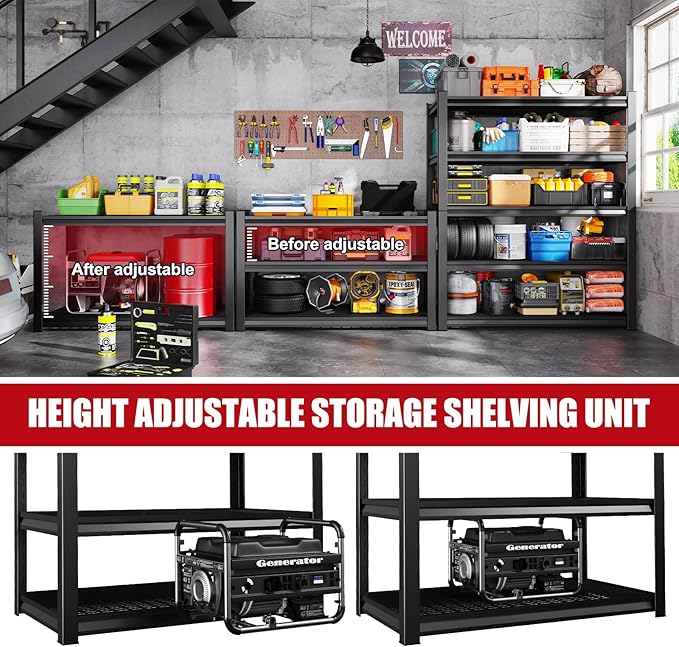 Set of 3 Garage Shelving-3500 lbs 5 Tier Storage Shelves,Adjustable Heavy Duty Metal Shelving Unit and Storage Large Wire Rack,Utility Steel Shelf for Warehouse Industrial Pantry Basement -72"x59"x20"