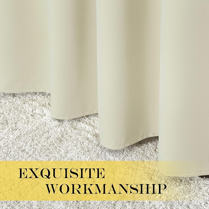 NICETOWN Room Darkening Curtain for Sliding Glass Door, Blackout Patio Door Curtain Wide Window Treatment Privacy Thermal Insulated Drapes for Bedroom/Living Room (1 Panel, Beige, W80 x L95)