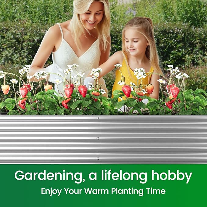 FRIZIONE 2pcs Tall 6x3x1.5ft Galvanized Raised Garden Bed Outdoor,Steel Garden Bed for Vegetables,Above Ground Garden Box for Flower,Metal Raised Beds for Gardening