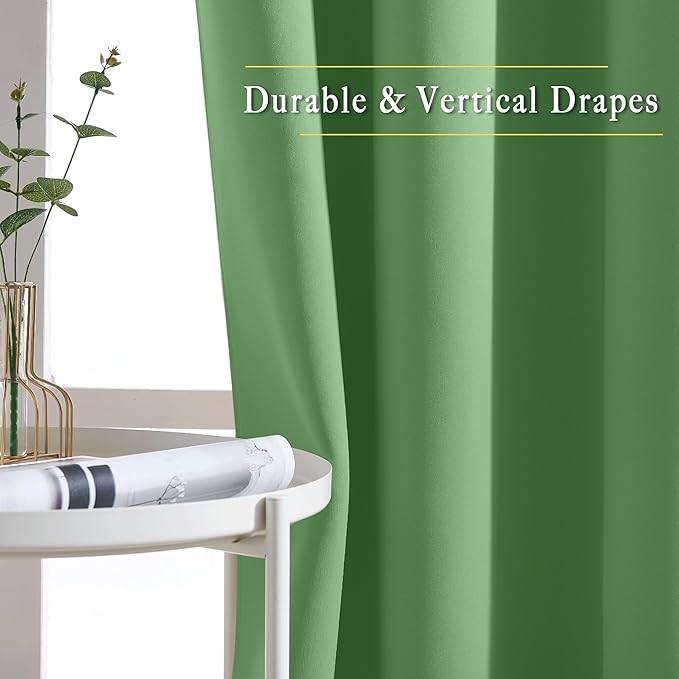 NICETOWN Blackout 108 inch Curtains for Sliding Glass Door, Grommet Thermal Insulated Room Darkening Window Treatment Sound Reducing Drapes for Room Divider, 1 Panel, W52 x L108, Froest Green