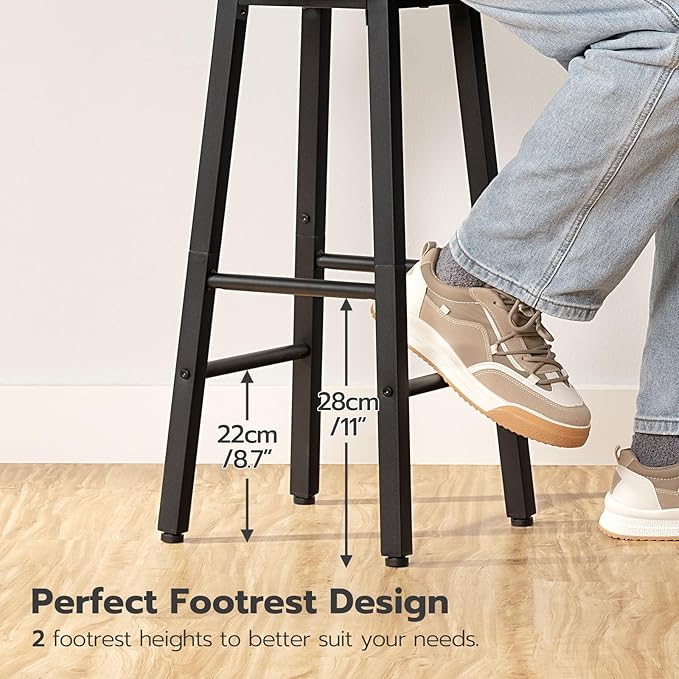HOOBRO Bar Stools, Barstools Set of 2,Counter Height Barstools, 24.8" Bar Stools for Kitchen Island, Industrial Bar Chairs, for Dining Room, Kitchen, Bar, Rustic Brown and Black BF07BY01G1