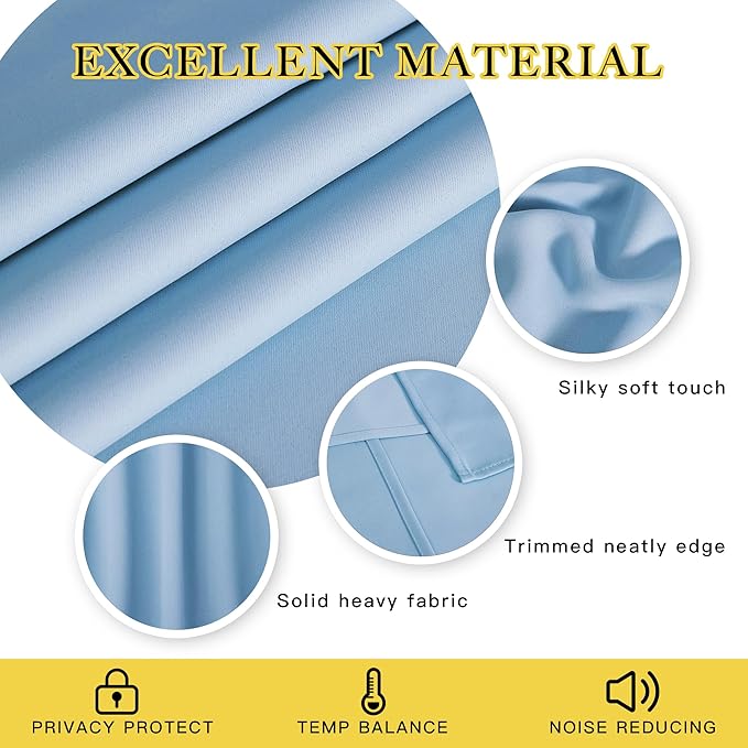 NICETOWN Blackout Room Darkening Window Curtain - Thermal Insulated Solid Grommet Blackout Patio Door Curtain/Drape for Living Room (Blue, 1 Panel, 52 by 95-inch)