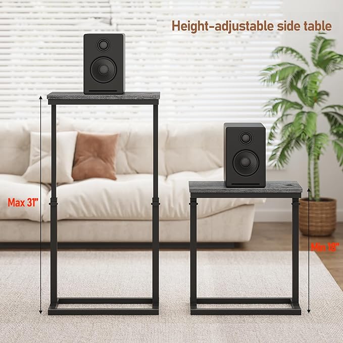 TUTOTAK End Table, Side Table, Tall Couch Table, Sofa Table, Living Room, Bedroom, Grey TB01BY0832