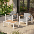 Aluminum Outdoor Sofa Bistro Set, 3 Piece Outdoor Patio Furniture Set with Washable Thick Cushion, Patio Sectional Furniture Set for Porch, Balcony, Deck, Yard, White