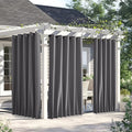 NICETOWN 2 Panels Weighted Blackout Curtains for Patio Waterproof, Top & Bottom Grommet & Back Tab Fixed Outdoor Curtains Windproof Drapes Thermal Insulated for Porch, W66 x L84, Grey