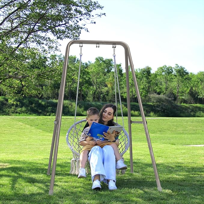 G TALECO GEAR Hammock Chair Stand,Heavy-Duty Steel Hammock Stand,300LBS Multi-Use Swing Stand for Outdoor Indoor，Hammock Chair not Include (Silver)