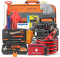Car Emergency Kit with Portable Air Compressor, First Aid Kit, Jumper Cables, Roadside Safety Emergency Tool Kit for Women, Men, Teen